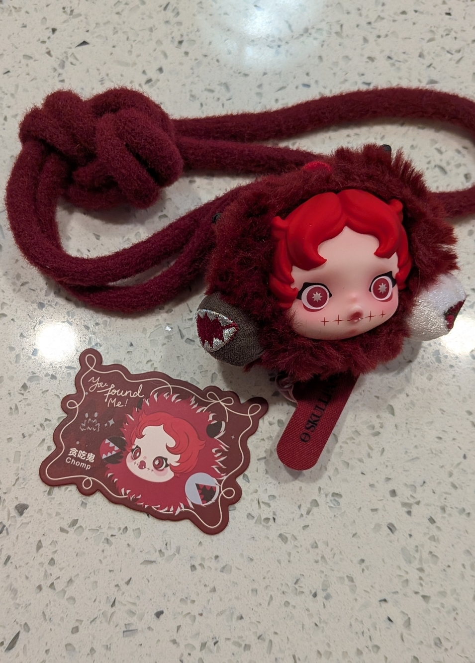 Skullpanda Phone Lanyard Chomp Pop Mart Plush Soft Red